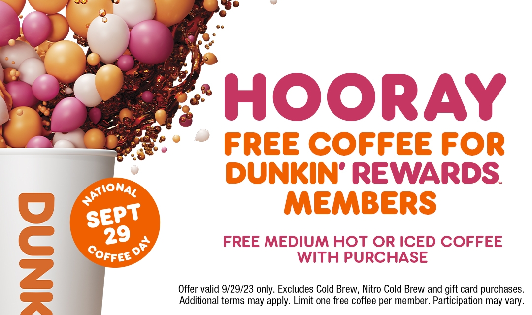 Dunkin' Celebrates National Coffee Day With Rewards Offer And